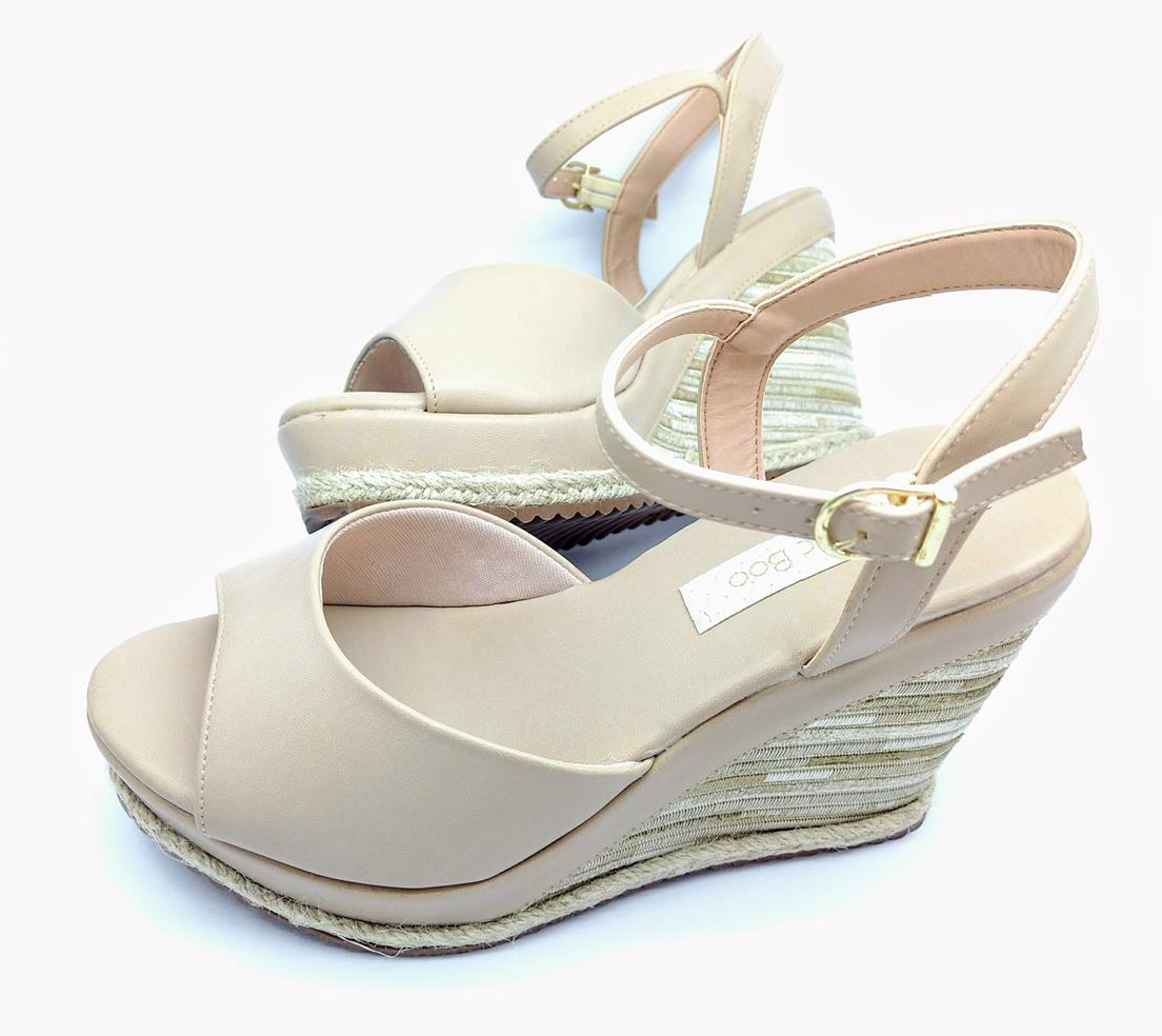 sandalia anabela bege