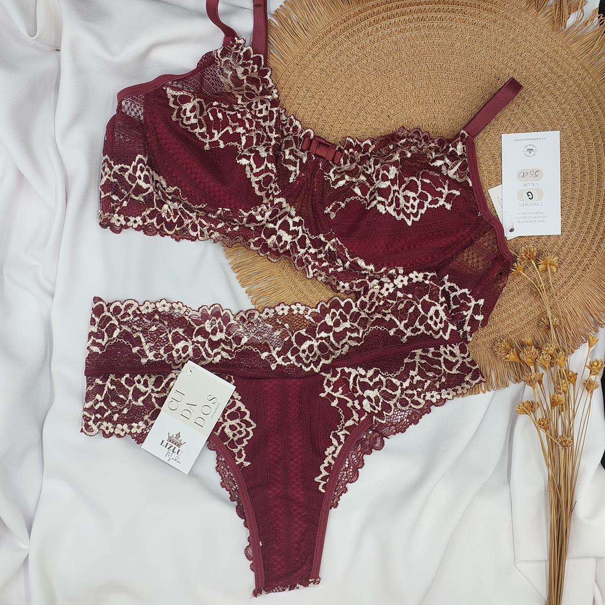 Conjunto Lingerie Renda Sensuale Ivone