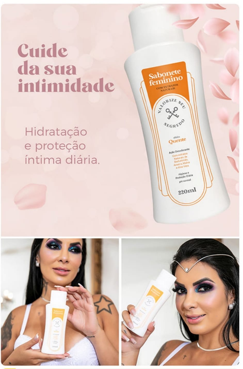 Sabonete Íntimo Feminino Valorize Seu Segredo Quente 220ml