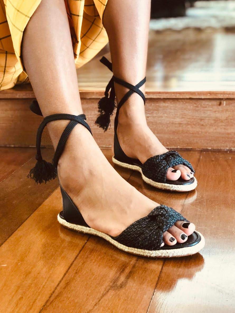 sandalia amarracao preta