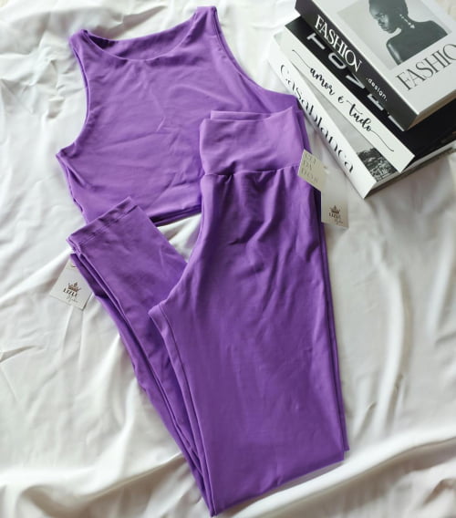 Conjunto Fitness Longo Roxo Infinity