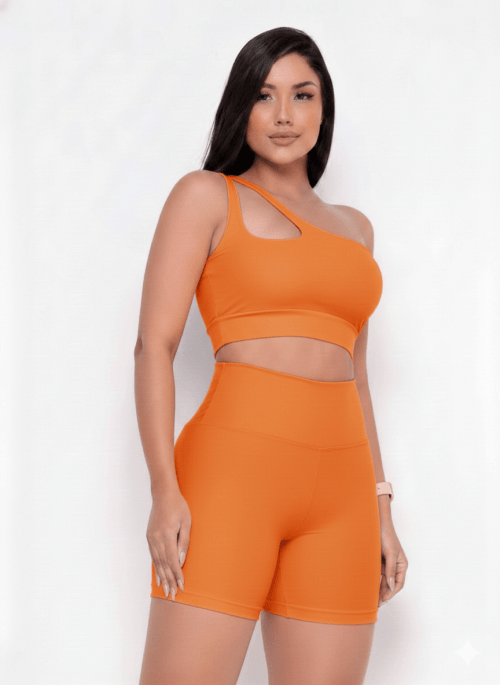 Conjunto Fitness Short Laranja Helena