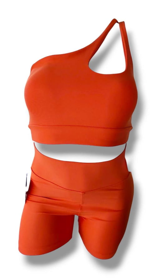 Conjunto Fitness Short Laranja Helena