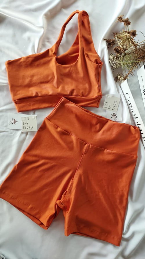 Conjunto Fitness Short Laranja Helena