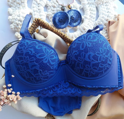 Conjunto Lingerie Renda Azul Royal Ref.0210771