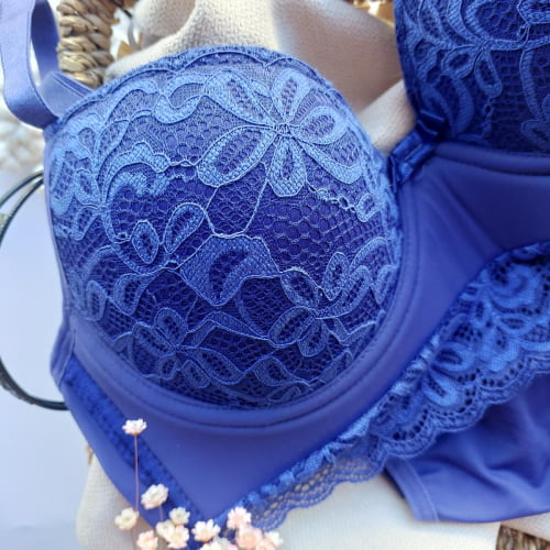 Conjunto Lingerie Renda Azul Royal Ref.0210771