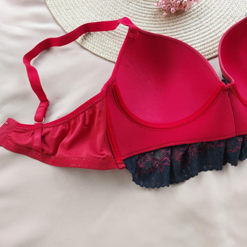 Conjunto Lingerie Renda Vermelho e Preto Ref.0089065