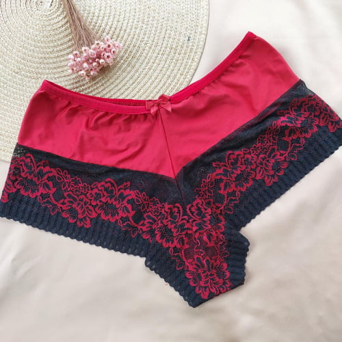 Conjunto Lingerie Renda Vermelho e Preto Ref.0089065