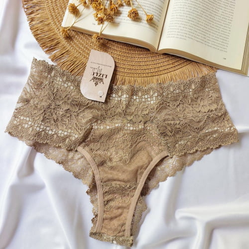 Conjunto Lingerie Cropped Renda Liz Bege