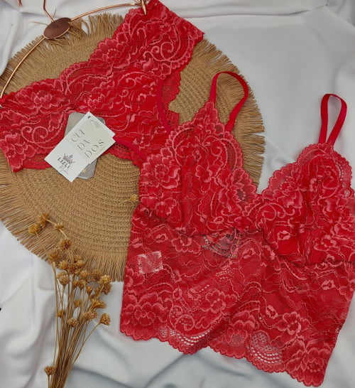 Conjunto Lingerie Cropped Renda Liz Lichia