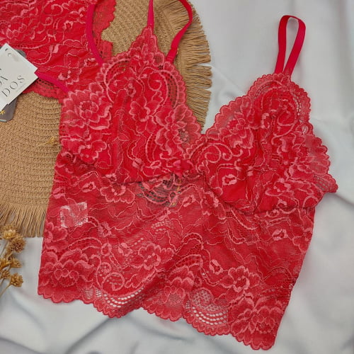 Conjunto Lingerie Cropped Renda Liz Lichia