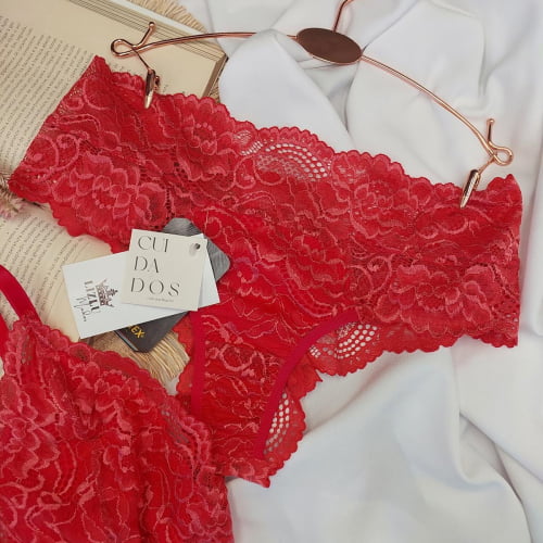 Conjunto Lingerie Cropped Renda Liz Lichia