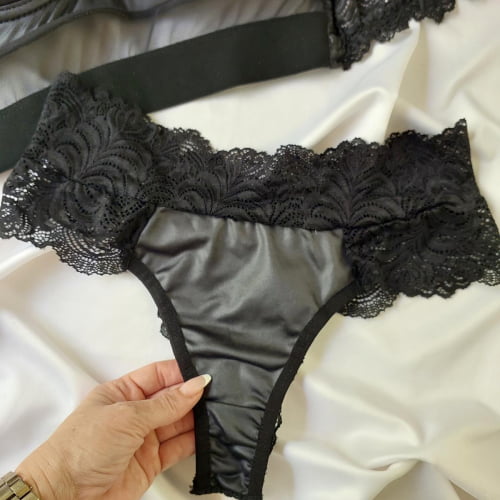 Conjunto Lingerie Preto Cirrê Luma Ref.0214687