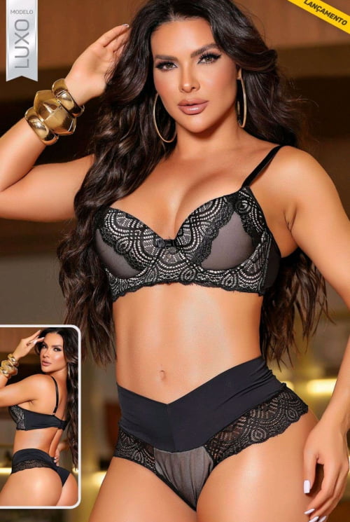 Conjunto Lingerie Preto Grayce