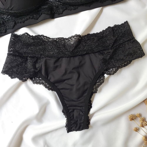 Conjunto Lingerie Preto Renda Brenda Ref.0214274