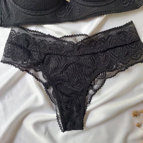 Conjunto Lingerie Preto Renda Anita Ref.0214174