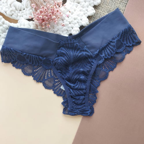 Conjunto Lingerie Renda Azul Marinho Ref.0211071