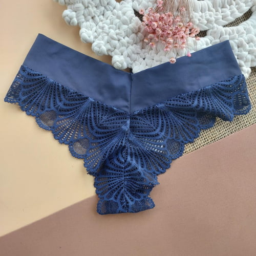 Conjunto Lingerie Renda Azul Marinho Ref.0211071