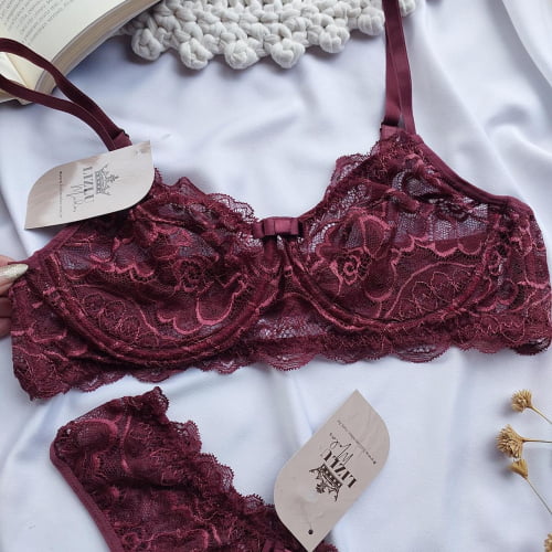 Conjunto Lingerie Renda Marsala Edna Ref.0216670