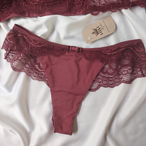 Conjunto Lingerie Renda Marsala Érica Ref.0216579