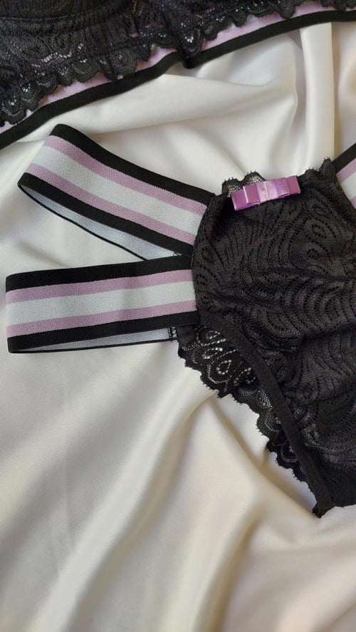 Conjunto Lingerie Renda Preto Elástico Ref.0214980