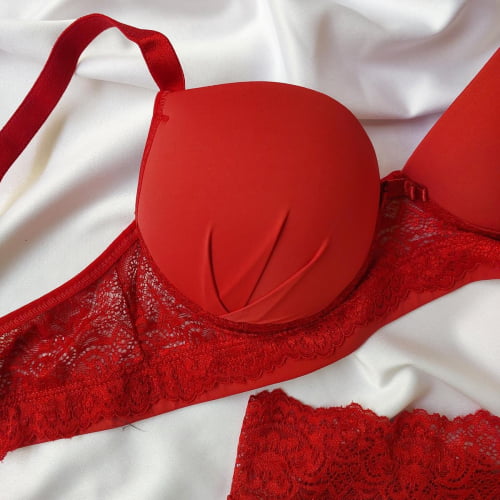 Conjunto Lingerie Vermelho Renda Brenda Ref.0214874