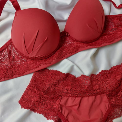 Conjunto Lingerie Vermelho Renda Brenda Ref.0214874