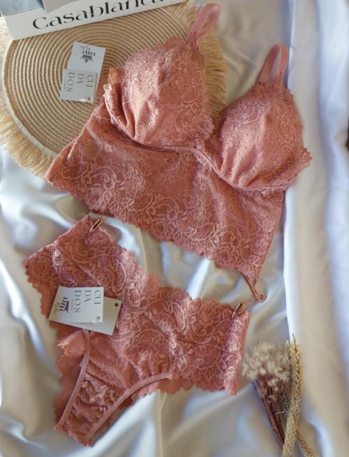 Conjunto Lingerie Cropped Renda Liz Romance