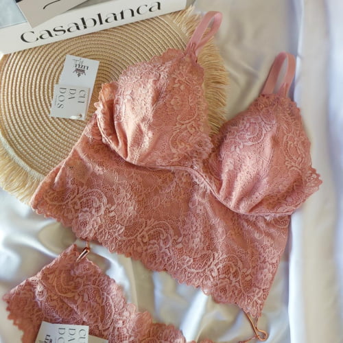 Conjunto Lingerie Cropped Renda Liz Romance