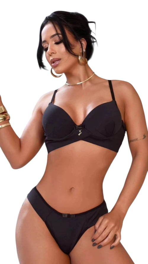 Conjunto Lingerie Microfibra Base Cruzada Vera Conjunto Lingerie Microfibra Base Cruzada Vera