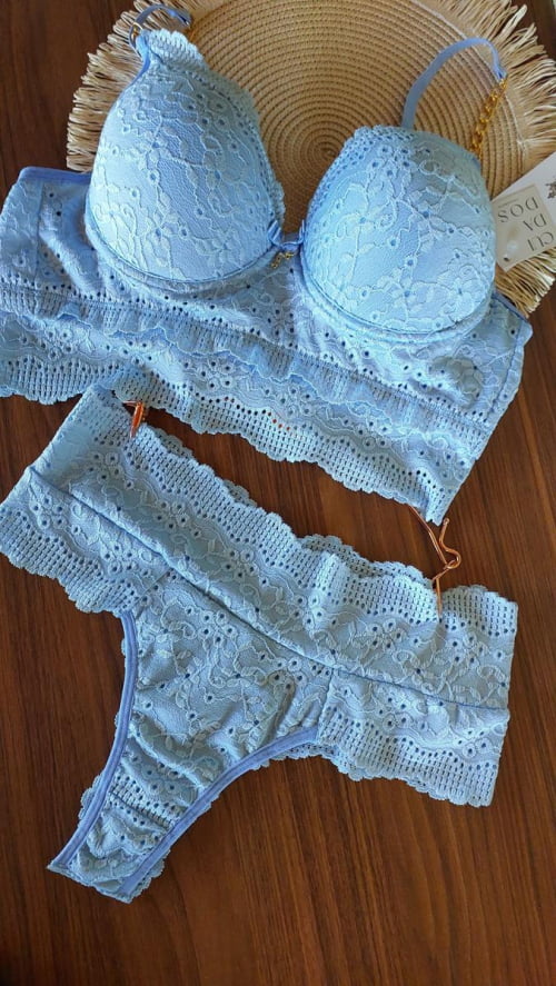 Conjunto Lingerie Renda Lese Frozen Dany