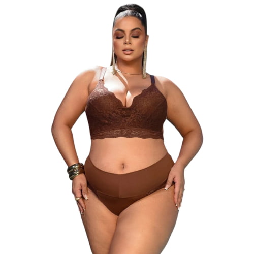 Conjunto Lingerie Renda Plus Size Capputino Shirley