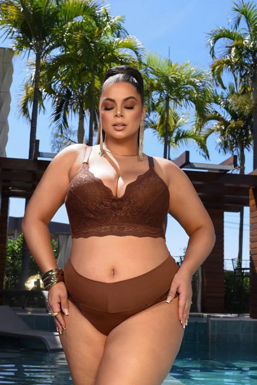 Conjunto Lingerie Renda Plus Size Capputino Shirley