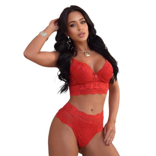 Conjunto Lingerie Renda Vermelho Paixão