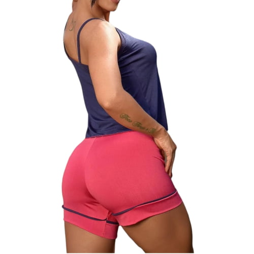 Pijama Conforto Verão Coração Azul/Rosa Pink