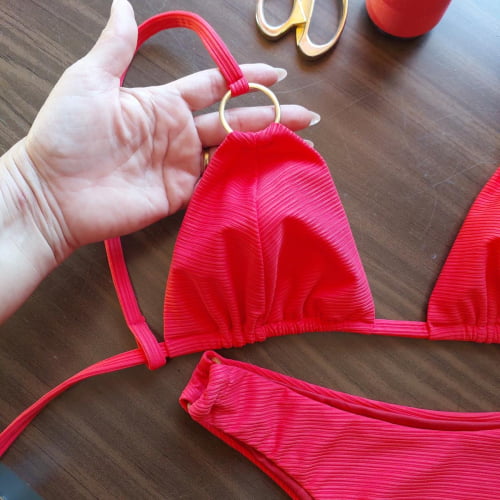 Biquíni Cortininha Argola Vermelho Maragogi