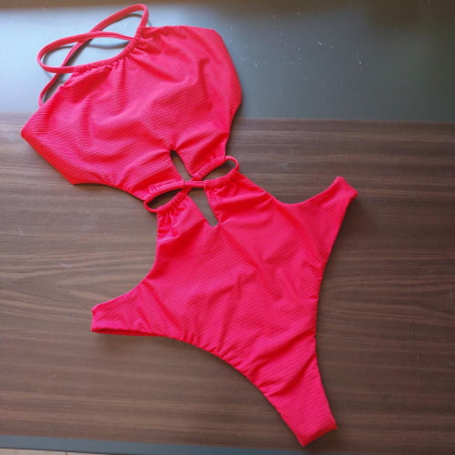 Maiô Vermelho Texturizado Jade