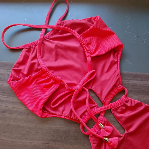 Maiô Vermelho Texturizado Jade