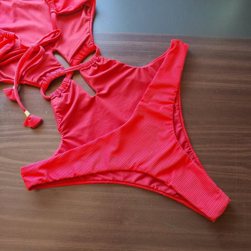 Maiô Vermelho Texturizado Jade